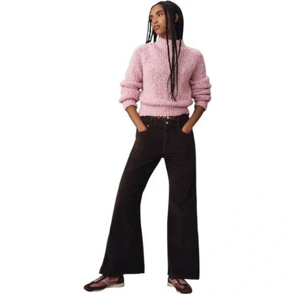 Anthropologie Pilcro Adi Mid-Rise Relaxed Flare Jeans Corduroy Wide Leg Size 27 - Picture 2 of 8